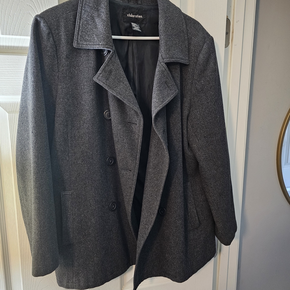 Xhilaration Gray Double-Breasted Pea Coat